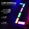 A flexible magnetic RGB light wand displaying a rainbow gradient of colors and brightness settings.