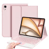 A pink Universal Protective Case with a keyboard for an iPad Air is shown, with a hand interacting with the device.