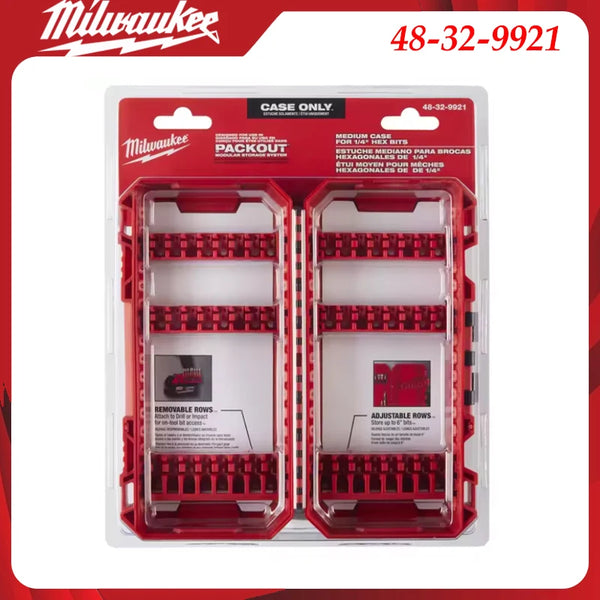 Milwaukee PACKOUT medium customizable bit storage case with red and black components