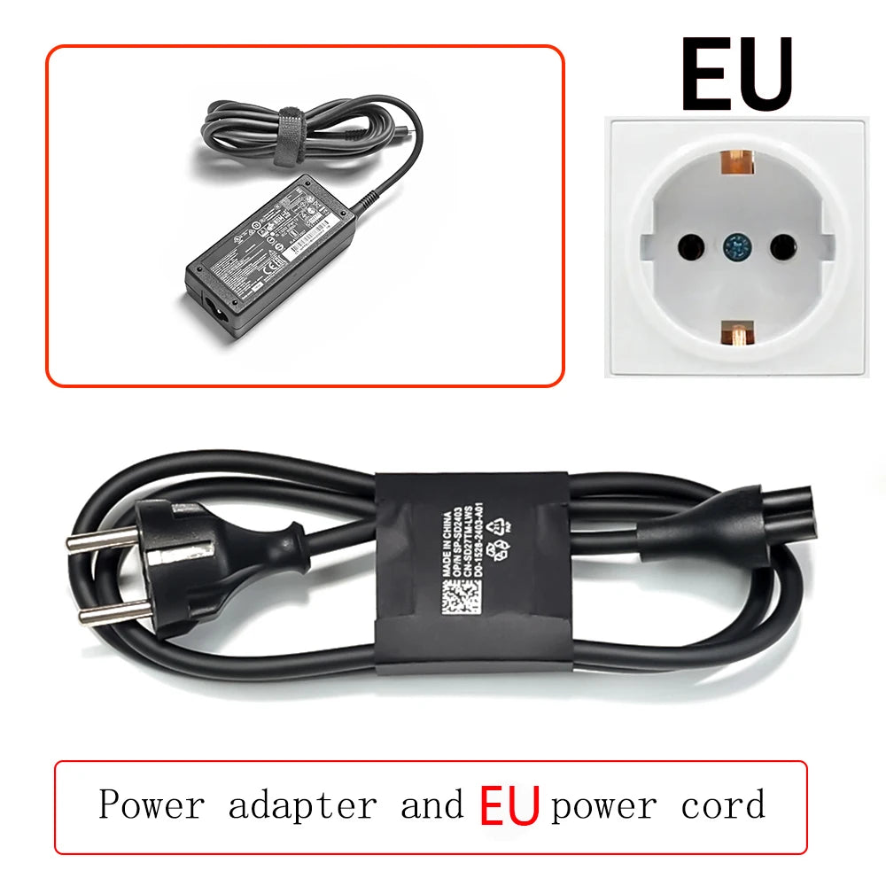 Schwarzes Netzteil und Kabel mit EU-Stecker für HP Laptops