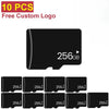 Ten black memory cards with 256GB capacity for custom logo printing
