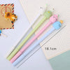 A set of six cute cartoon fruit gel pens in various pastel colors and shades