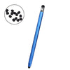 A blue double-ended stylus with a black tip and a circular inset showing multiple tips.