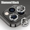 Nahaufnahme einer Diamond Black Handyhülle mit mehreren klaren, funkelnden Glasbildschirmschutzern.