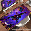 A vibrant Spider-Man anime desk mat featuring a superhero in a dynamic pose on a wooden desk.