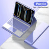 Purple magnetic keyboard case and touch keyboard for an iPad Pro 11-inch tablet.
