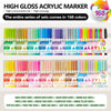 A collection of high-gloss acrylic marker pens in 168 colors, including grass, blue, and yellow series.