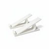 A white ergonomic keyboard height adjuster stand with two adjustable arms.