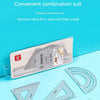A set of four aluminum alloy drafting rulers and a sleeve ruler for office learning and combination suit.