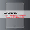 A transparent screen protector for an iPad 7th or 8th generation device.