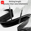 A black writing pen is shown in a dynamic, swirling motion against a white background.