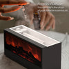 A black aroma essential oil diffuser box with an LED light display and a hand adding drops of essential oil.