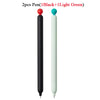 Two pens are shown: one black and one light green, with a smooth gel tip.