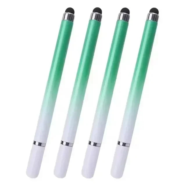 A set of four green and white universal stylus pens for tablet and phone.