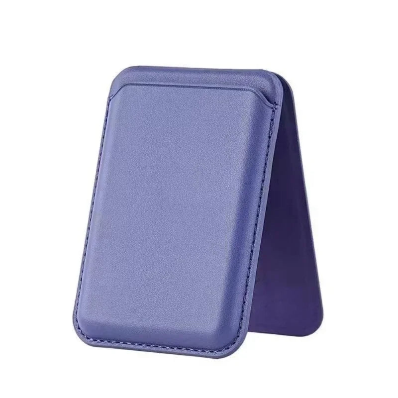 A purple magnetic leather wallet with a protective stand case.