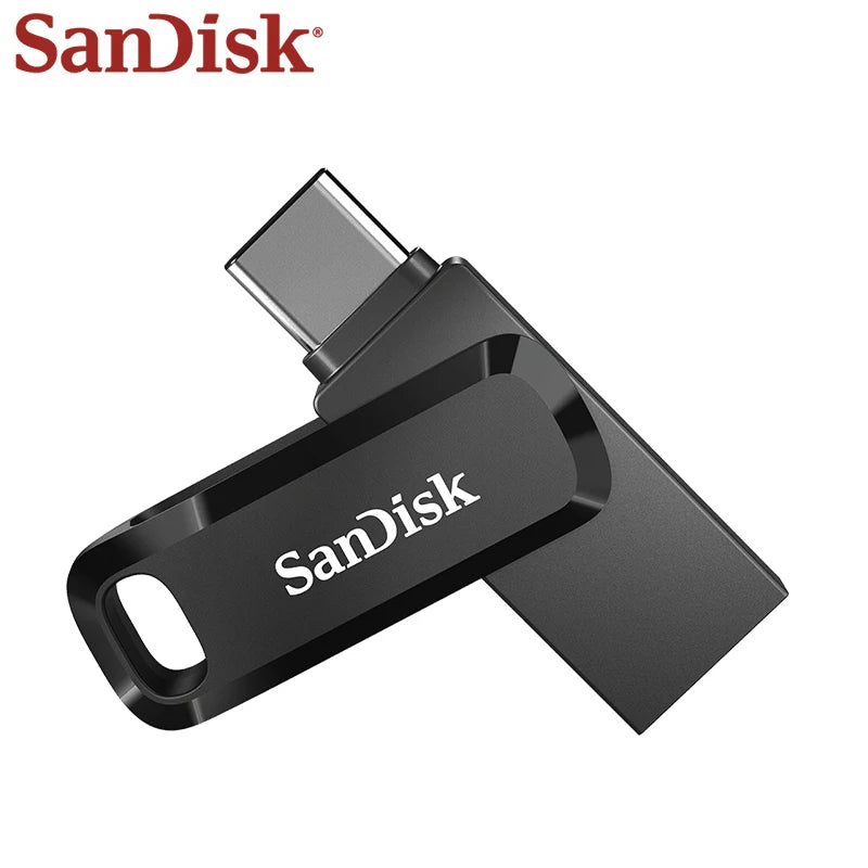 Black SanDisk Ultra Dual Drive flash drive with Type-C and Type-A connectors