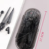 A set of professional drafting tools including pens and rulers displayed in a clear plastic case.