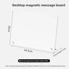 A white desktop magnetic message board measuring 44.5cm long and 29cm high.