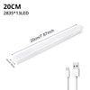 A white LED light bar with a motion sensor and USB connector, measuring 20cm long.