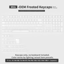 Weiße OEM-mattierte Keycaps für mechanische Tastaturen, einschließlich verschiedener Layouts und Größen.