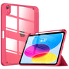 A pink premium hybrid case for an iPad 10th generation tablet is shown next to the tablet itself.