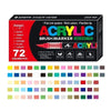 A set of 72 acrylic brush markers in various colors and tips for art and crafting.