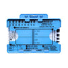 A blue 7-step ECG ruler card used for EKG interpretation showing various intervals and measurements.