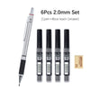 A set of six 2.0mm HB lead mechanical pencils with boxes and erasers.
