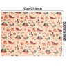 Merry Christmas wrapping paper set featuring repeating designs of Santa figures and Christmas trees on a light background.