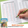 Página de un libro de ejercicios de matemáticas con problemas de multiplicación y división.