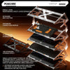 A multi-layer expansion and storage stand for mechanical keyboards featuring various layers and connection modules.