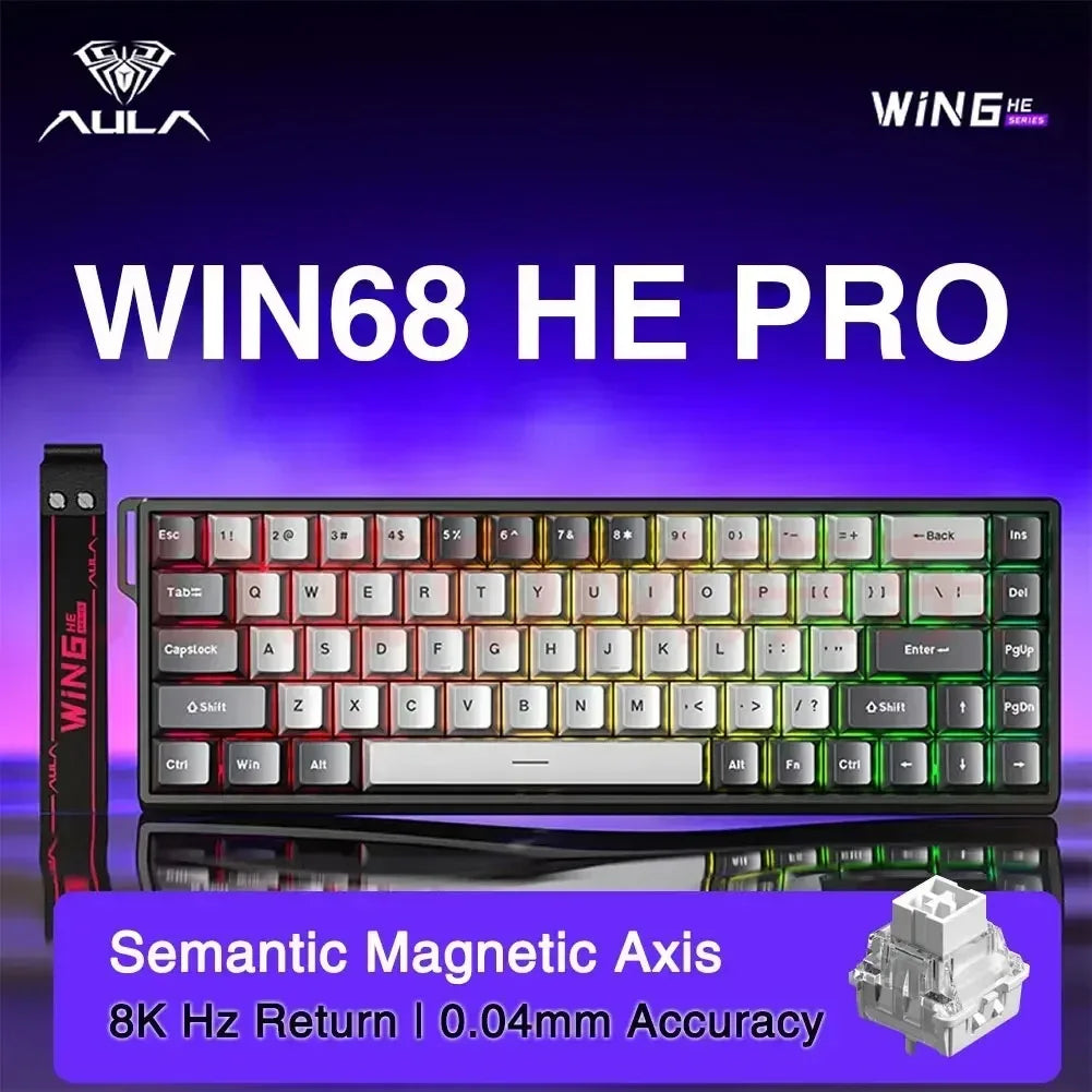 WIN68 HE PRO wired compact gaming keyboard with hot-swap switches and RGB backlighting
