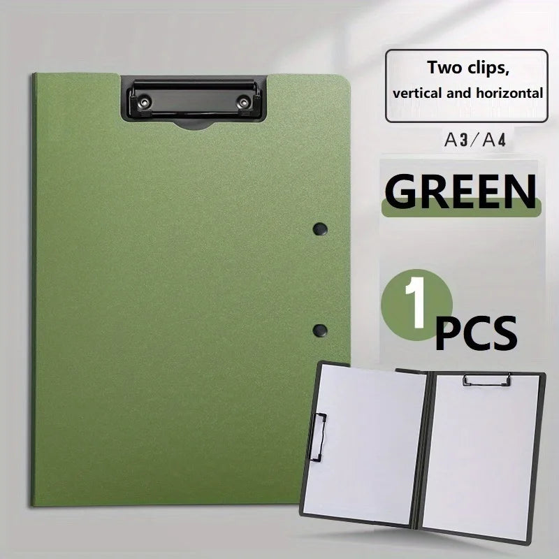 Carpeta de archivo verde A3/A4 con dos sujetadores para archivado vertical y horizontal, vendida como una sola pieza.