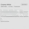 A layout of creamy white translucent OEM profile 113-key side-printed jelly keycaps for a mechanical keyboard