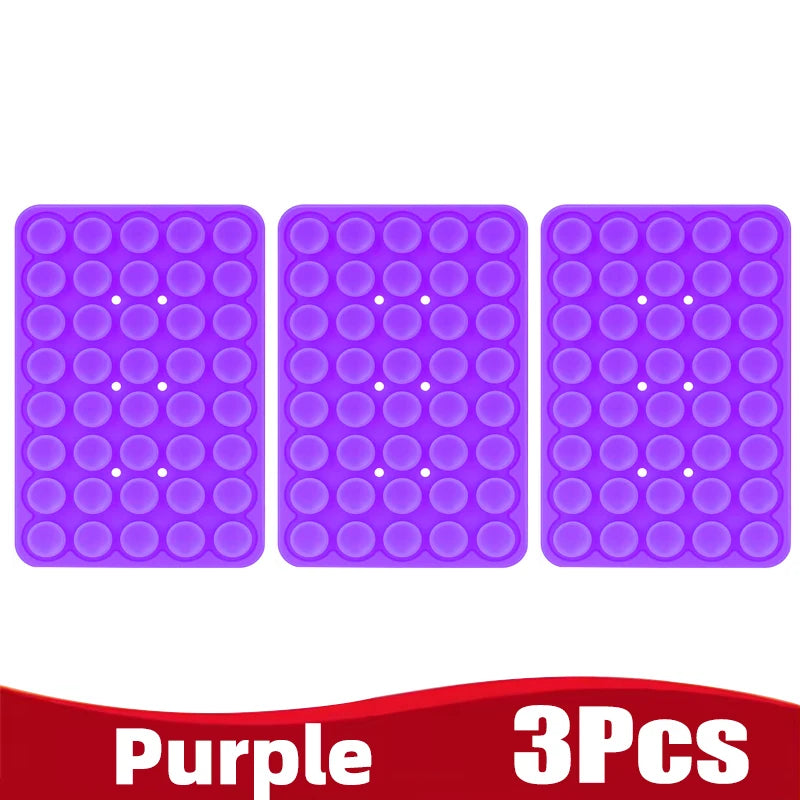 Purple silicone suction cup phone holder with three pieces