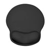 A black ergonomic wrist support mouse pad with a contoured shape.
