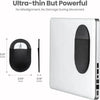 A white slim stick-on mouse holder with a black grip and a thin stick for laptop use.