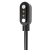 Black magnetic USB charging adapter with a cylindrical cable and two visible gold contacts.