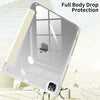 A clear protective case for an Apple iPad showing full body drop protection against a white background.