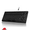 A black 75% mechanical gaming keyboard with hot-swappable red switches and a separate PCB shown on a white background.