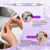 A set of two double-headed nail art pens is shown being used to create monochromatic and gradient effects on a nail.