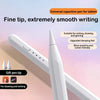 A white universal capacitive pen is shown next to a fine tip and various accessories for writing, drawing, and gaming.