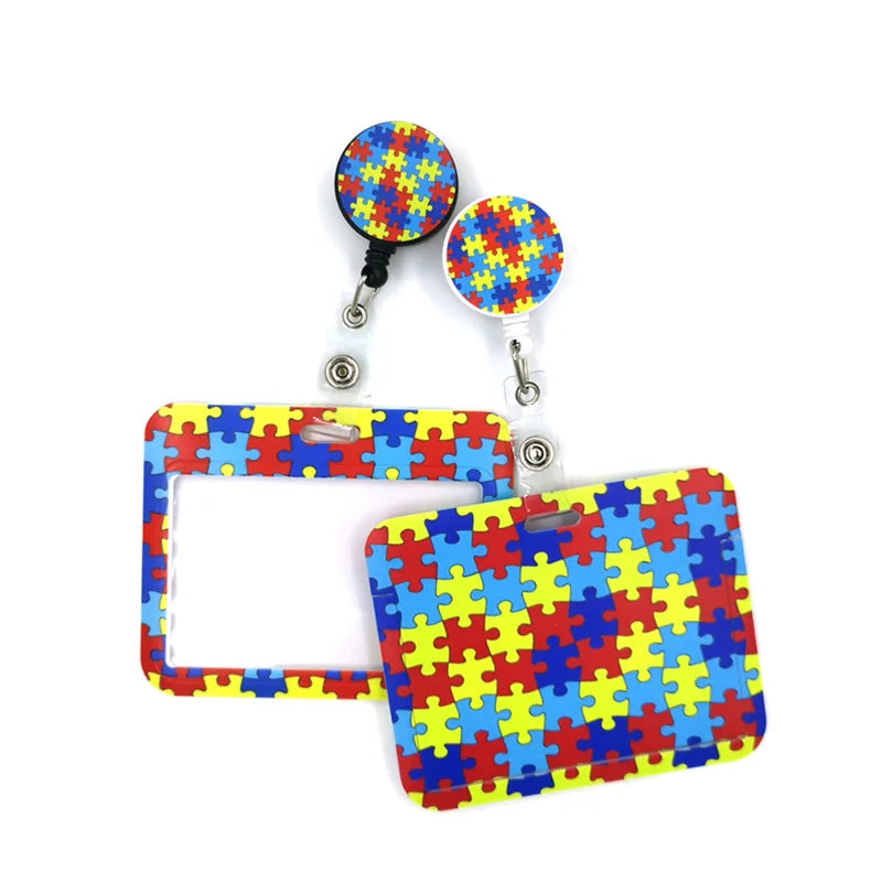Buntes Puzzle-Teil-Lanyard Schlüsselring mit Anime-Muster für Ausweise und Handys.