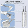 A cleaning pen kit for AirPods featuring a metal tip, microfiber brush, and flocking sponge for cleaning.