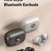 A set of MINISO Mini Style Bluetooth Earbuds shown in various colors and angles on a light background.