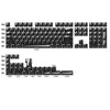 A set of translucent keycaps for an OEM profile keyboard, showing various sizes and layouts.