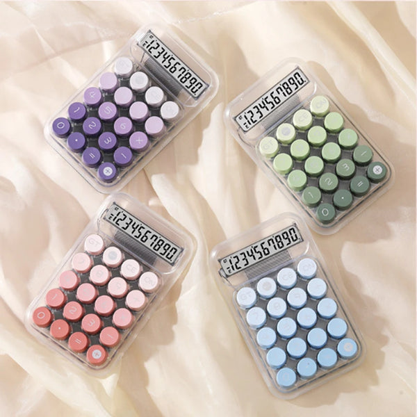 A collection of small plastic containers filled with colorful pills or beads arranged in a gradient pattern.