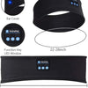 Black wireless sports and sleep headband earphones shown with components including an ear cover and a function key window