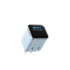 A white ANKER 45W Nano Smart Display Charger with a black charging port for an iPhone 17 Pro Max.