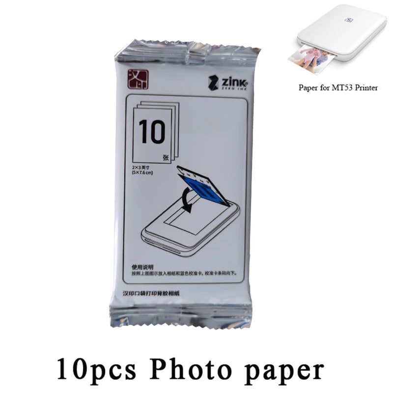 Pack of 10 sheets of high-adhesive photo paper for MT53 printers